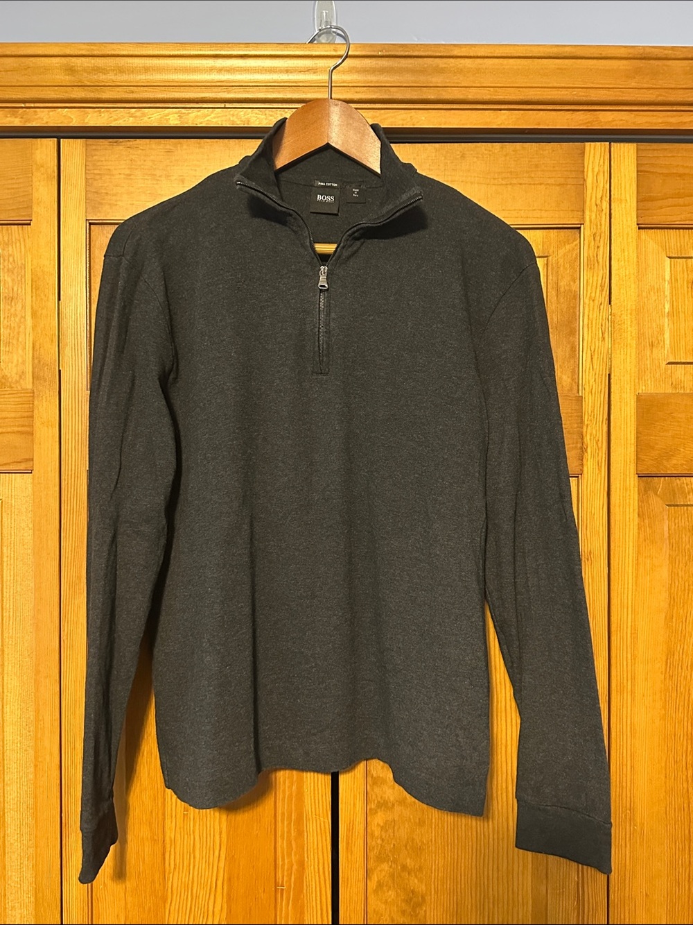 BOSS Men's Dark Charcoal Half-Zip Sweater